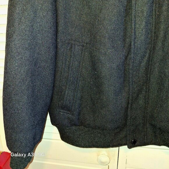 London Fog XL Men's Dark Gray Full-Zip Wool-Blend Bomber Jacket With Stand Colla - Picture 2 of 10
